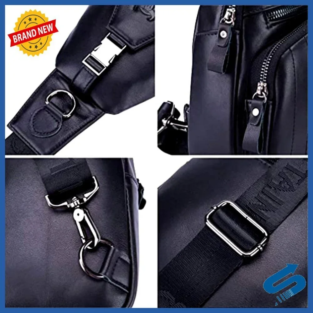 Leather Sling Crossbody Backpack Daypack Travel Outdoor Casual Pack
